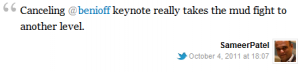 Canceling @benioff keynote really takes the mud fight to another level.