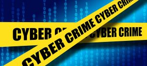 Cybersecurity, cybercrime, police tape, computers