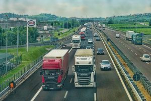 trucks on a highway