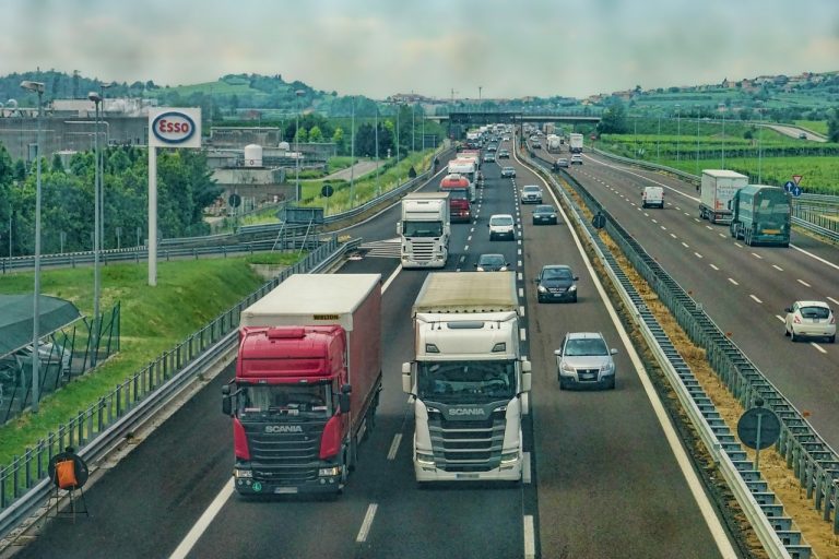 trucks on a highway