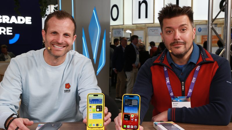 Alt Text Box: Michael Fisher and Jeff Gadway from Clicks talk to theCUBE about their new iPhone product, the Clicks Creator Keyboard.