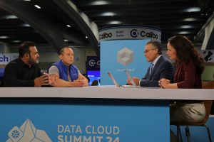 Jaymin Patel, senior manager of cloud data platform and engineering at Baptist Health South Florida Inc and Serge Gershkovich, head of product at SqlDBM talking to theCUBE about cloud-based data modeling at Data Cloud Summit 2024