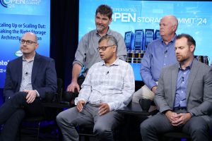 Discussing scale-up vs. scale-out storage with experts from Supermicro, Intel, Seagate, Kioxia America, OSNexus and Graid.
