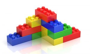 Image shows colorful lego building blocks