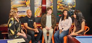 Bobby Allen, cloud therapist at Google, and Ciara Cade, Calvin Kraus, Sydney Allen, students at University of Michigan, discuss the role of AI in education as part of Google Cloud's Passport to Containers interview series with Savannah Peterson.