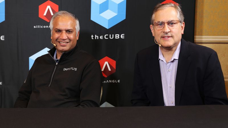 Anand Raman, chief revenue officer of Impetus Technologies Inc., and Jeff Veis (right), chief marketing officer of Impetus Technologies, discussed data modernization and agentic AI - AWS re:Invent 2025