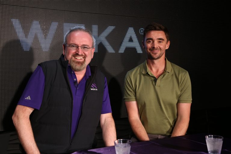 Val Bercovici (left), chief AI officer of WekaIO Inc., Daniel Kearney (pictured, right) chief technology officer of Firmus Technologies Pty Ltd. talk to theCUBE about AI memory optimization engineering challenges of KV cache, the rise of AI agents, and how a joint proof-of-concept between WEKA and Firmus delivered 6.5 times more tokens using the same power budget - Nvidia GTC AI Conference & Expo 2026