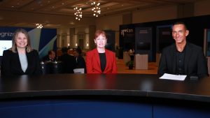 Kathy Malsch, senior director, Center for Digital Technology, at Pfizer, Aynn Furie, VP of enterprise travel, meetings and healthcare engagement at Pfizer and Gregg Aldana, VP of solutions consulting at Appian discuss regulated industry AI at Appian World 2026