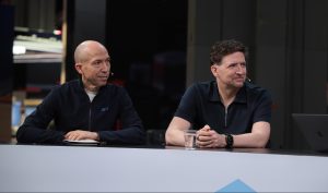 Ignacio Riesgo, senior director for developer advocacy, IBM and Red Hat application development, at IBM Corp and Jason McGee, IBM fellow, chief technology officer for IBM cloud at IBM, discussed enterprise AI architecture during Red Hat Summit 2026.