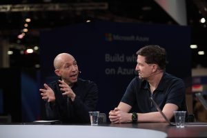Ignacio Riesgo, senior director for developer advocacy, IBM and Red Hat application development, at IBM Corp and Jason McGee, IBM fellow, chief technology officer for IBM cloud at IBM, discussed enterprise AI architecture during Red Hat Summit 2026.