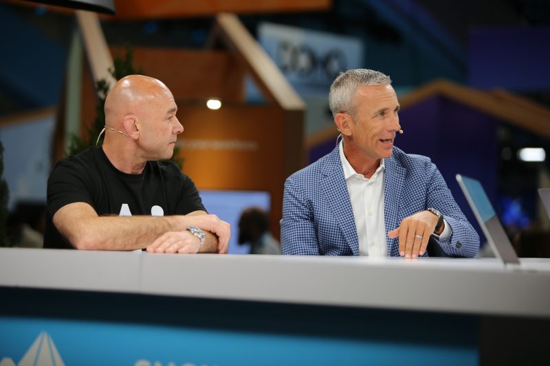 Dayne Turbitt (right), SVP of EMEA at Snowflake, and Emmanuel Frenehard (left), chief digital officer at Sanofi, talk to theCUBE about how Sanofi is pioneering AI-driven drug development to cut clinical trial timelines in half with Snowflake, at Snowflake Summit 2026.