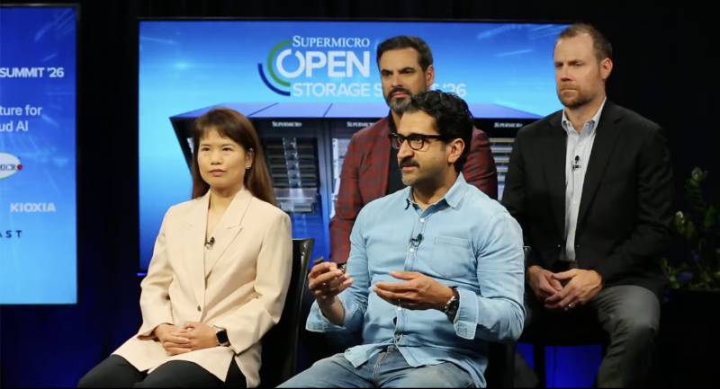 Junxia Zhou, Supermicro, Phil Manez, Vast Data, Anders Graham, Kioxia, and Omar Lari, Crusoe - Supermicro, discuss the growth of neoclouds with theCUBE at the Open Storage Summit 2026.
