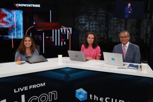 Krista Case, Dave Vellante and Rebecca Knight of theCUBE discuss continuous AI agent identity at CrowdStrike's Fal.Con 2026 event.
