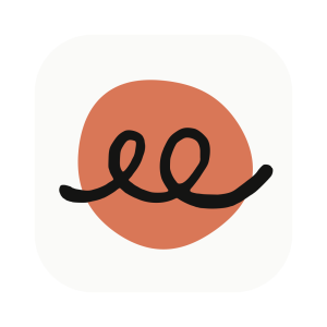 A black ink squiggle through an orange circle abstract image
