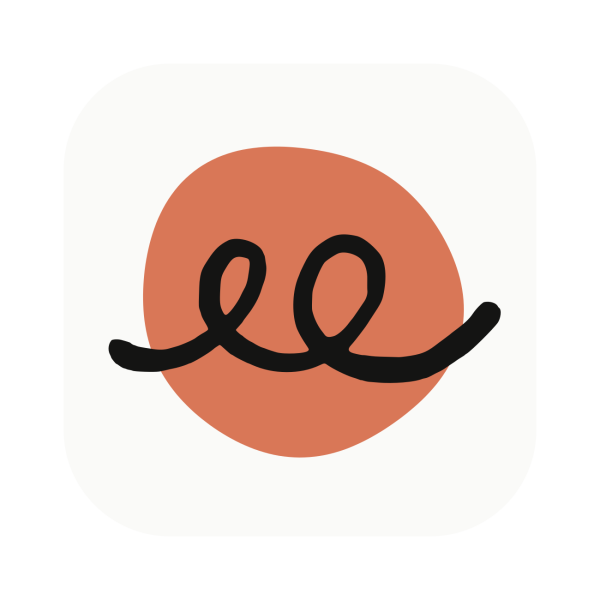 A black ink squiggle through an orange circle abstract image